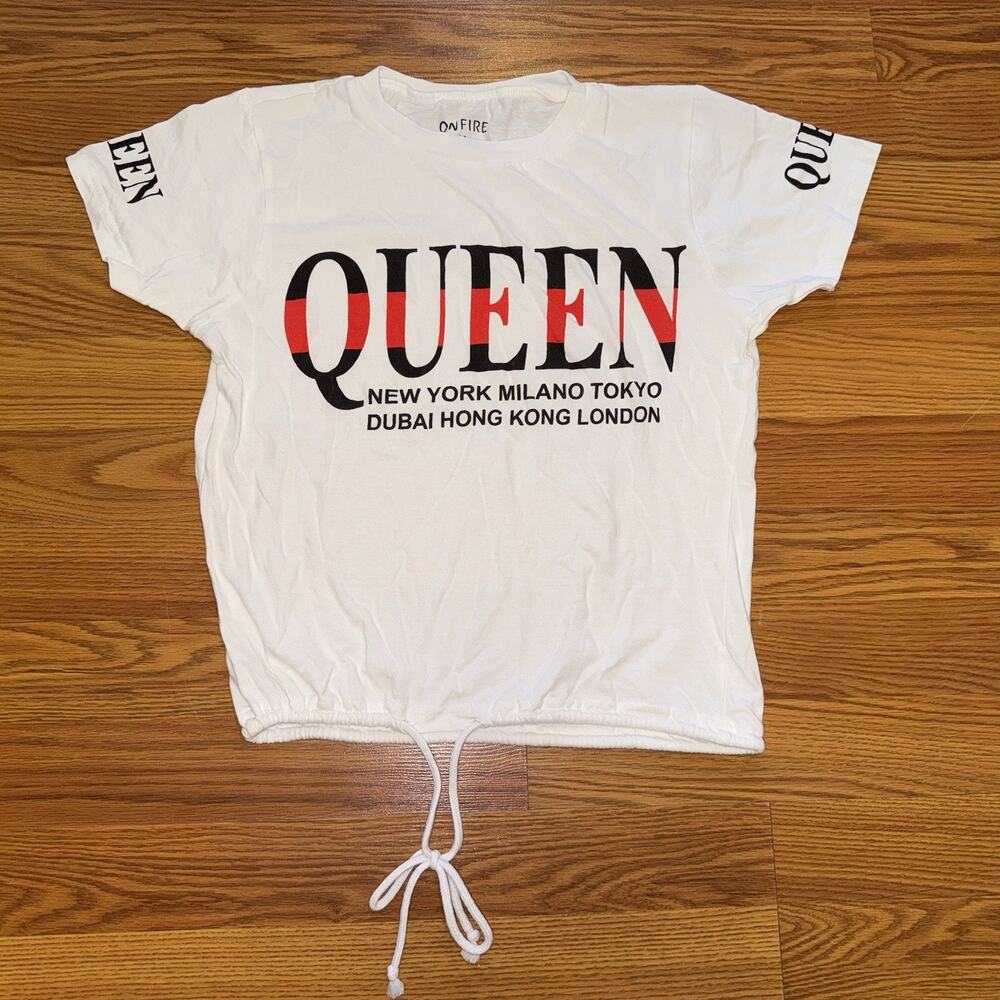 Queen Crop Top T Shirt Size M New York Tokyo Milano Dubai Hong Kong London